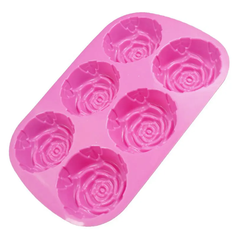 2/6Cavty 7cm Large Rose Flower Soap mold Silicone Mold Handmade Soap making Ice Cube Chocolate Cake Banking Mold Silicone