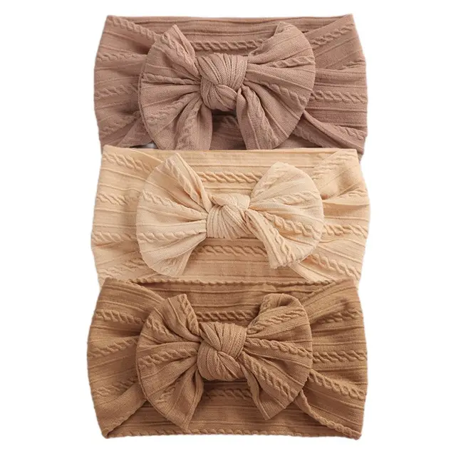 3Pcs/Lot Baby Headband Sets Bow Baby Girl Nylon Headbands Twist Cable Soft Knot Turban Kids Headwear Baby Accessories Haarband 10