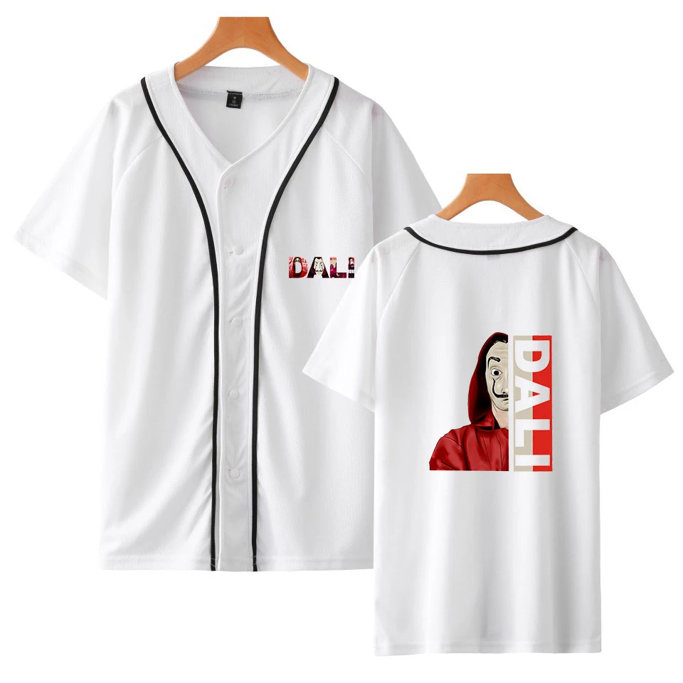 2019 men  streetwear Baseball uniform solid  salvador dali print  single breasted baseball jackets fitness tracksuits summer