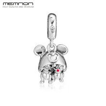 925 Чистое серебро плавающее Шарм Chip'n Дейл Мышь ушками на капюшоне, Подвески для изготовления ювелирных изделий, соответственные Европейской бисером Браслеты Женская "сделай сам"