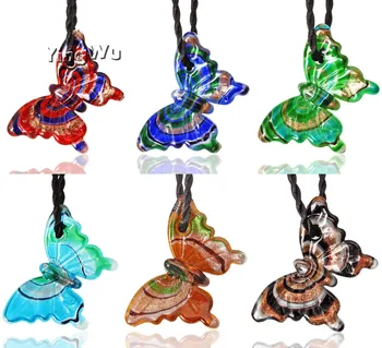 

Fashion Murano Glass 3D Butterfly Pendant Necklace Women Jewelry Gift 6 pairs Lot