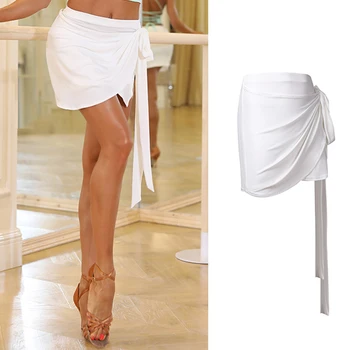 

Latin Dance Skirt White Milk Silk Mini Practice Skirts Lady Tango Salsa Cha Cha Rumba Samba Women Performance Dancewear DNV12011
