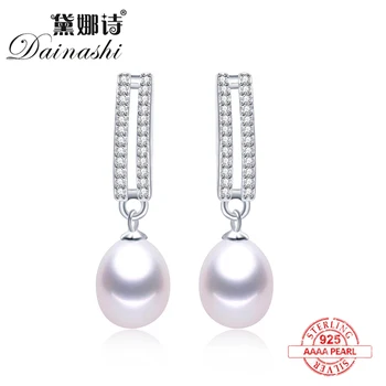 

2020 New Women Freshwater Pearl Earrings Zircon Fashion 925 Sterling Silver Drop Earring Real Pearl Wedding Jewelry With Box Hot