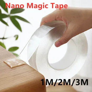 

1M/2M/3M Nano Magic Tape Transparent No Trace Reusable Waterproof Adhesive Tape Household Double Sided Tape Cleanable