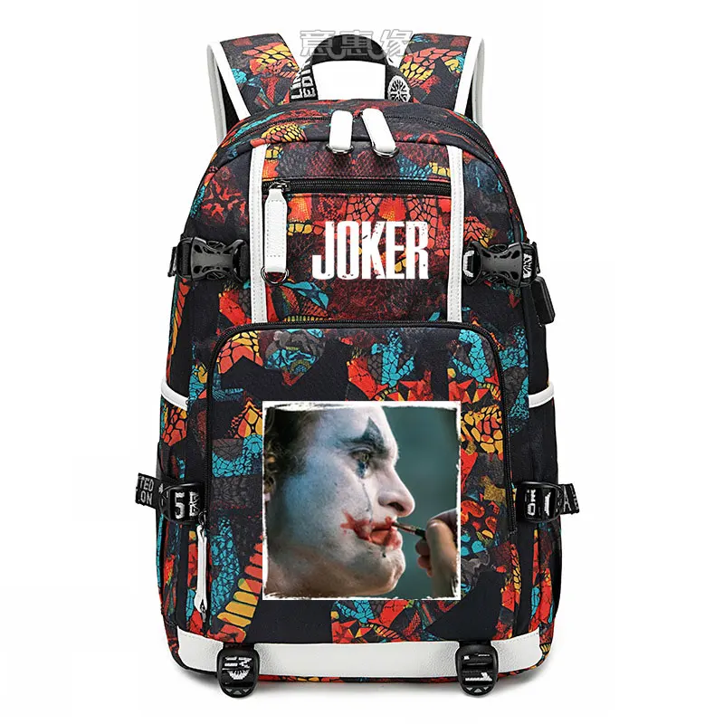 Новинка, рюкзак joker Joaquin Phoenix, сумка для ноутбука, мужские дорожные сумки, USB, Оксфорд, рюкзак - Цвет: 16