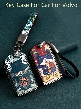 

Genuine Leather Car Key Case for Volvo S90 T8 V90 XC90 VX90 XC60 XC70 XC40 T5 T6 Remote Cover Chain Keyfobs Auto Accessories