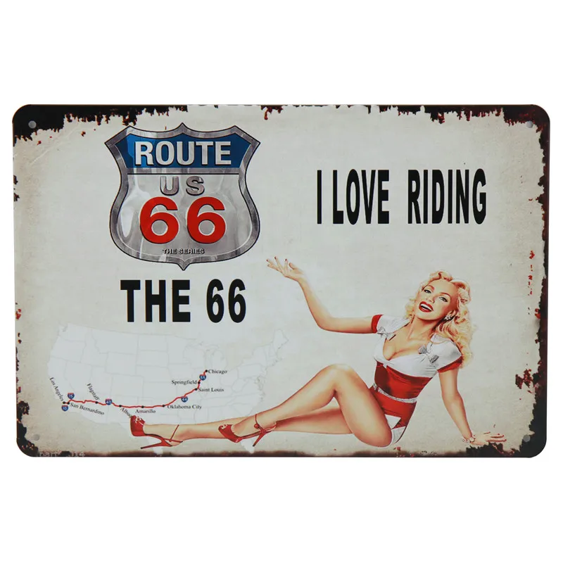 US Route 66 винтажная жестяная вывеска Тинтин Бар Паб вверх металлическая пластина плакат Настенный декор знаки живопись услуги ретро-наклейки 8x12 дюймов H19 - Color: T
