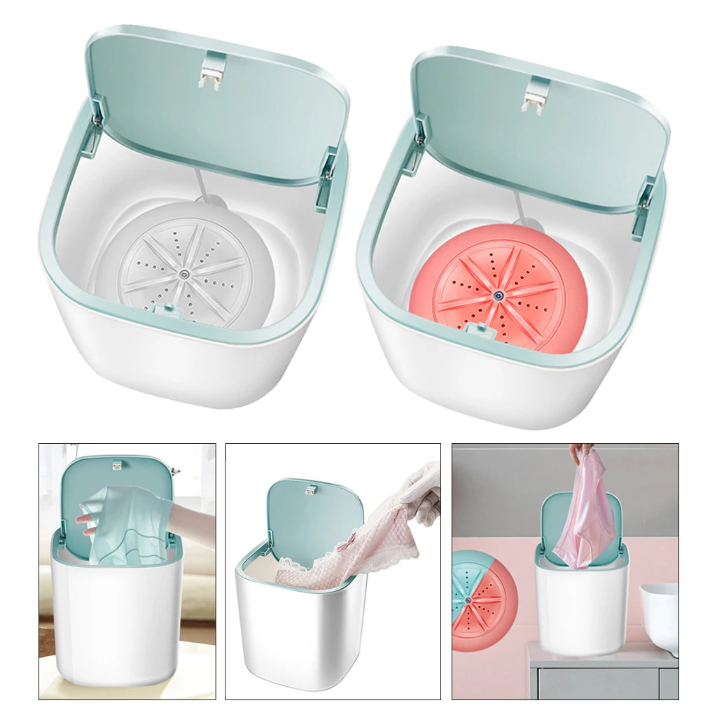 2x Portable Washing Machine for Makeup Brush Pants Travel Camping White Pink