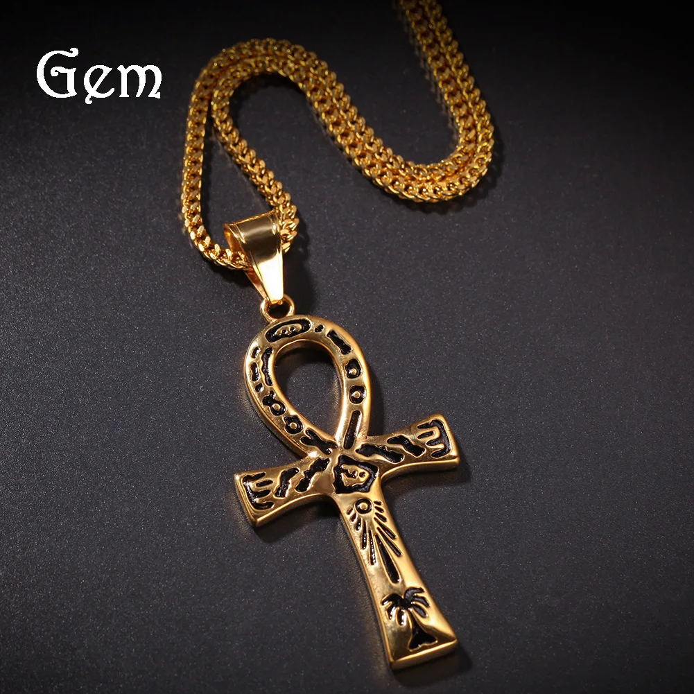 

Hip Hop Ancient Meng Stainless Steel Discredit Palm Totem Ankh Key Pendant Anka Egypt Life Key Pendant