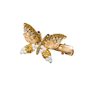 

Vintage Rhinestones Crystal Butterfly Hair Clip Crystal Rhinestone Butterfly Bangs Clip for Girl Women LDO99
