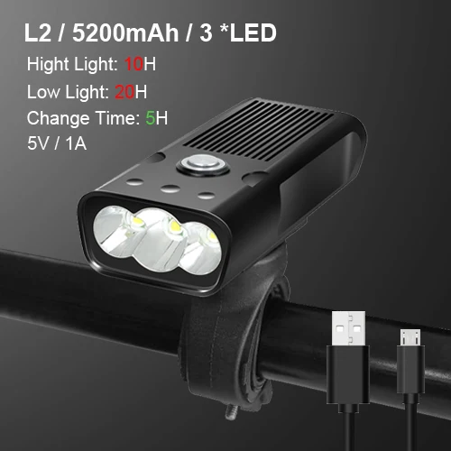 3 L2 5200 NEWBOLER 5200 мАч велосипедные фары 2 держатель крепление MTB USB Перезаряжаемый как power Bank велосипед передний свет T6 светодиодный аксессуары для фонарей - Цвет: 3 L2 5200