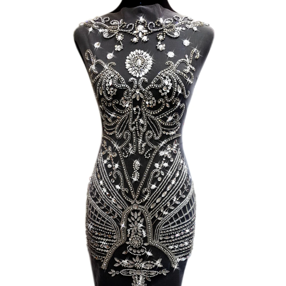 HAUT Couture Handmade White Sew on Crystals Rhinestones Clothes