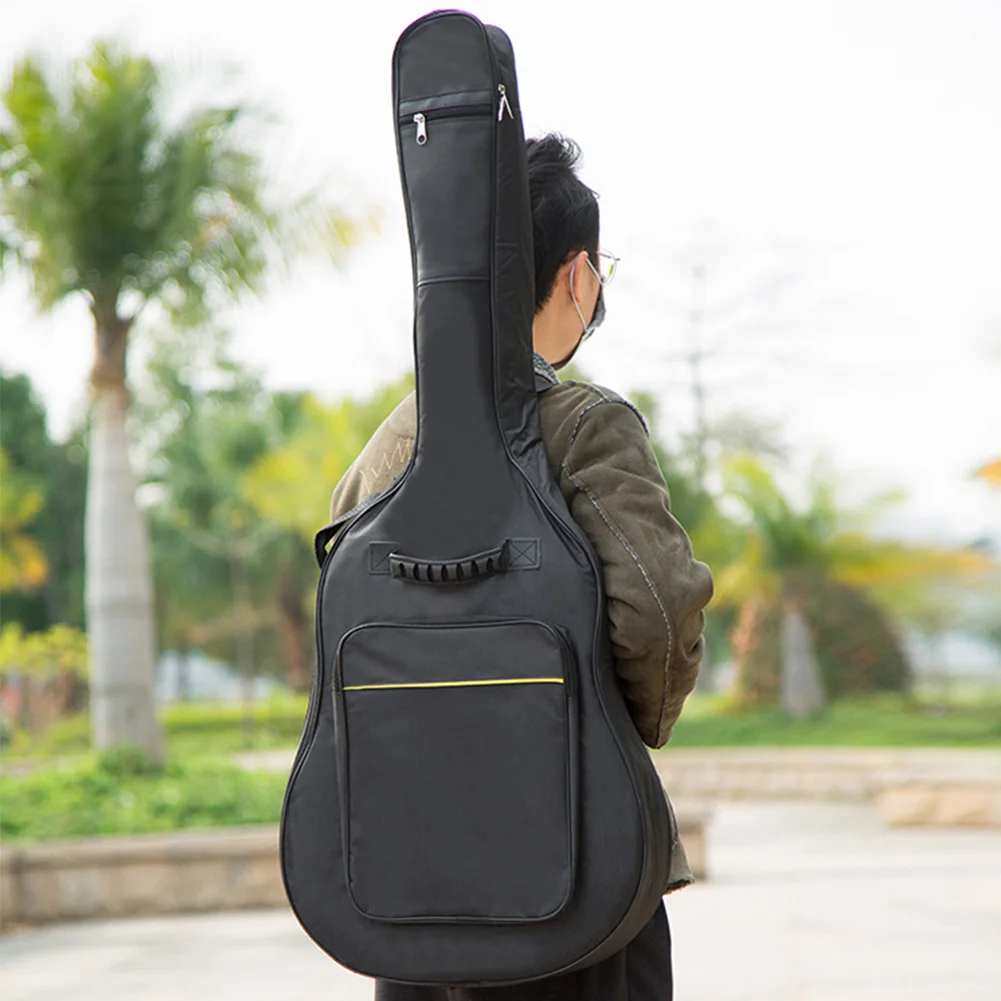 Carry Pockets Guitar Bag Waterproof Reinforced Oxford Cloth Soft Interior Thicken Padded Protective Case Zipper Full Size Cover