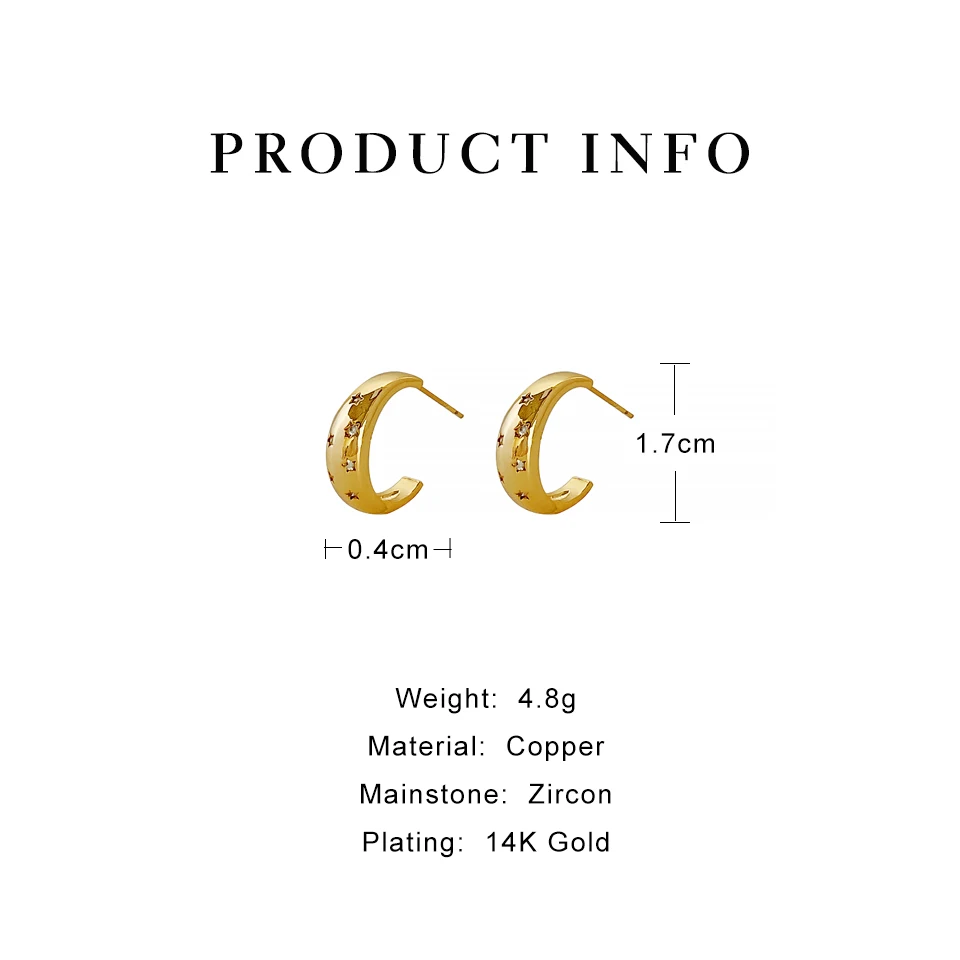 Peri'sBox Gold Color Copper Sparkly Zircon Star Hoop Earrings For Women Chunky Trendy Small Huggie Earring Romantic Summer Gifts - Image 6