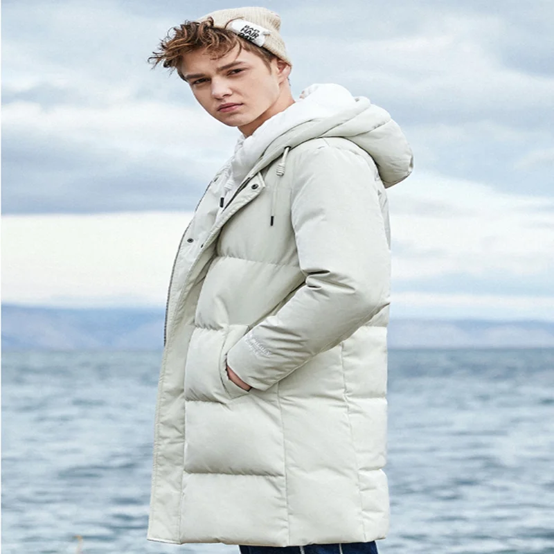 SEMIR, новинка, зимний мужской пуховик, 2XL, удлиненный пуховик на утином пуху, уплотненный, теплый, ветрозащитный, мужская верхняя одежда