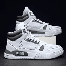 New Autumn Fashion White Sneakers For Men Classic Lace-Up High Style Autumn Vulcanized Flat With Casual Shoes Size 39-44