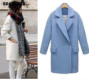 

2019 Autumn Winter Classic Simple Women Oversized Woolen Tweed Coat and Jacket Overcoat Casaco Feminino Manteau Femme