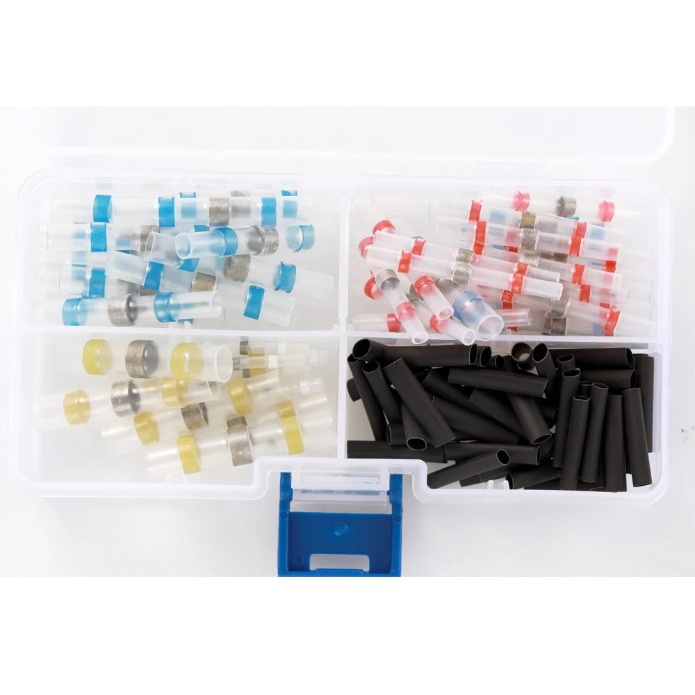 

Hot New 100pcs Heat Shrink Solder Sleeve Wire Crimp Butt Terminals Waterproof Connector