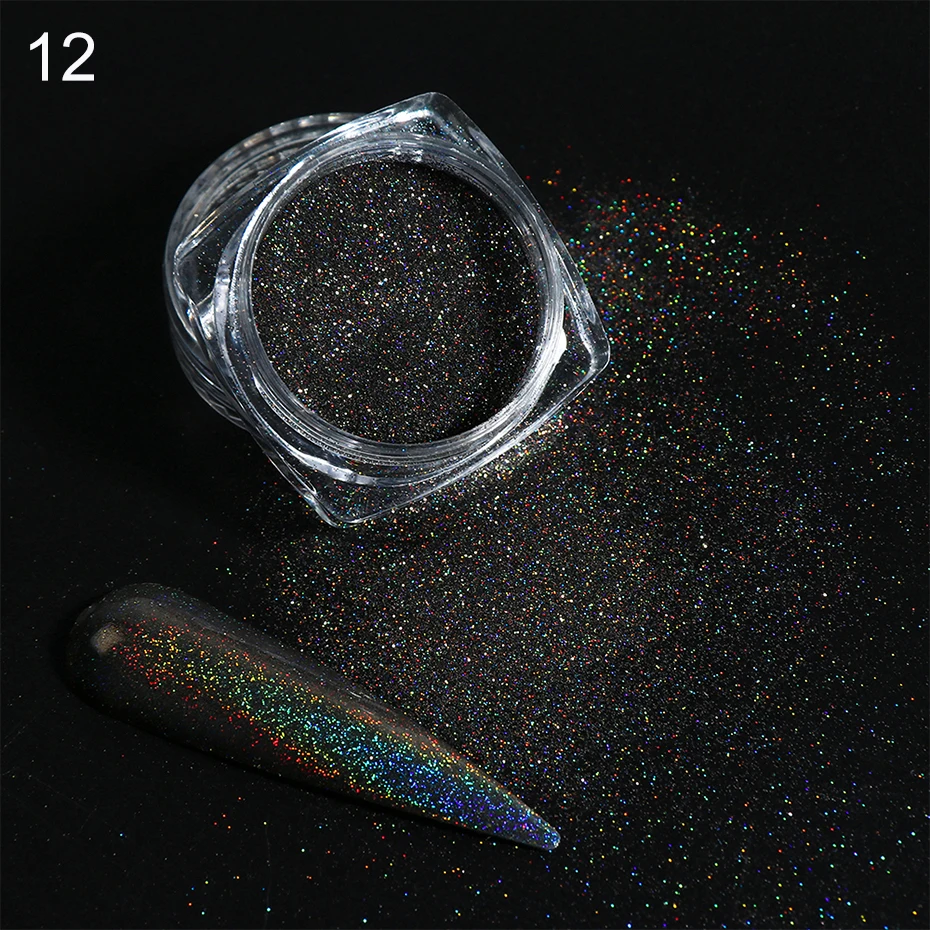 Holographic Nail Glitter Powder Laser Dipping Sequins Pigment Nail Art Gradient Mirror Chrome Dust Shining Polish Flakes BE1028-2 (15)