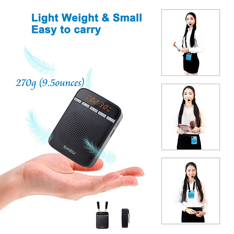 SHIDU 10W Voice Amplifier for Teachers Megaphone AUX Audio Sound Speaker Recording FM Radio With Wired Microphone Tour Guide portable speaker