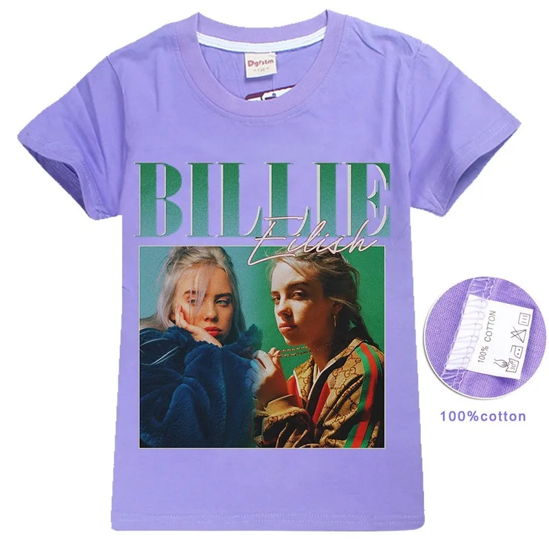 Billie Eilish/футболка уличная одежда в стиле хип-хоп для больших девочек, Повседневная крутая футболка с короткими рукавами детские футболки с графикой для мальчиков, Популярные топы с певицей