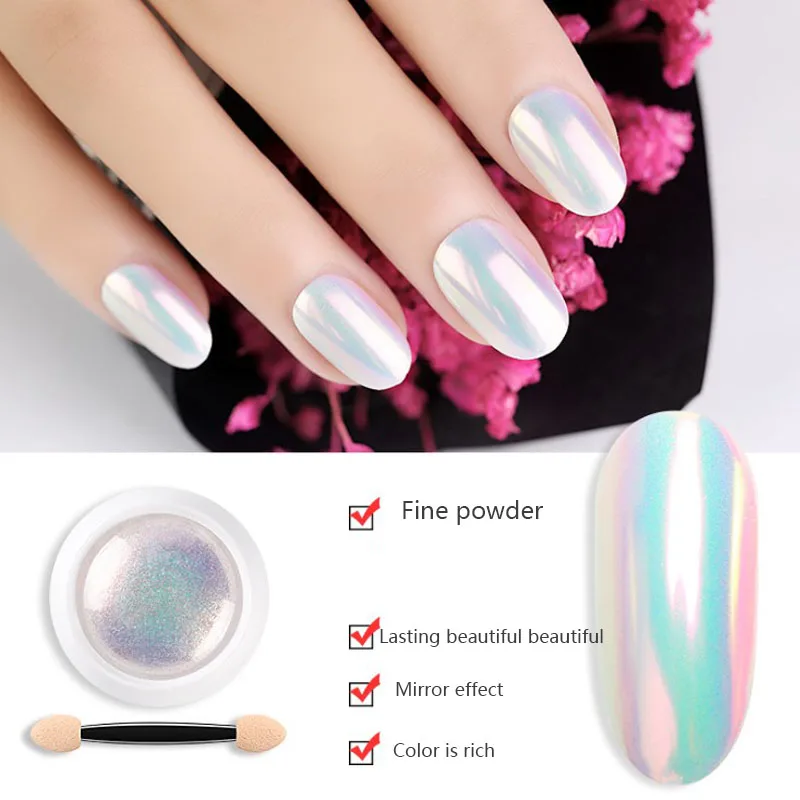 1box Super Fine Chameleon Neon Shell Powder Nail Glitter Mirror Iridescent Nail Glitters Chrome Art Pigment Powder