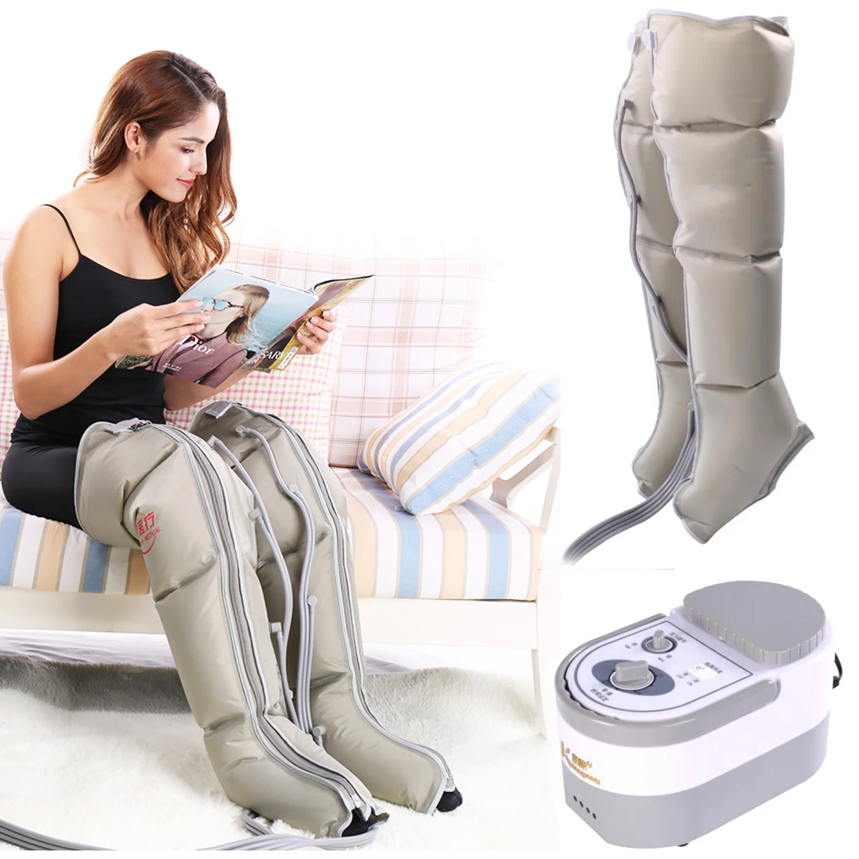 

Blood Circulation Relieve Pain Electric Air Compression Leg Massager Leg Wraps Foot Ankles Calf Massage Machine Promote Fatigue