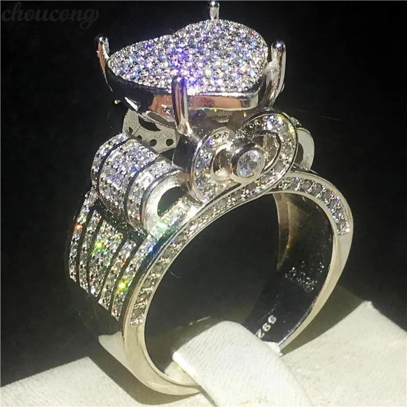 choucong Heart shape Promise Ring Pave AAAAA cz 925 Sterling Silver Engagement Wedding Band Rings for women Vintage Jewelry Gift | Украшения