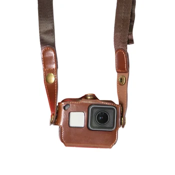 

Case Safe Accessories Camera Bag Solid Anti-fall Protective Cover With Shoulder Strap PU Leather Organizer For Gopro Hero 6 5