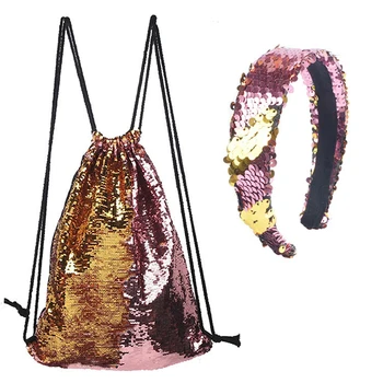 

Mermaid Sequin Drawstring Backpack Women Glittering Sequins Shoulder Bag Magic Reversible Glitter Drawstring Backpack Teenagers