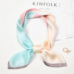 100% Real Silk Neck Scarf For Women Print Silk Square Scarfs Cartoon Neckerchief Fashion Bufanda Spring Foulard Femme 65x65cm