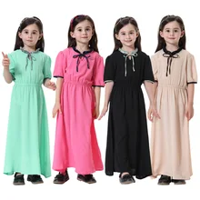 

Muslim Kids Girls Abaya Maxi Dress Islamic Clothes Saudi Malaysia Islamic Children Dresses Robes Long Dress Summer Beach Dresses