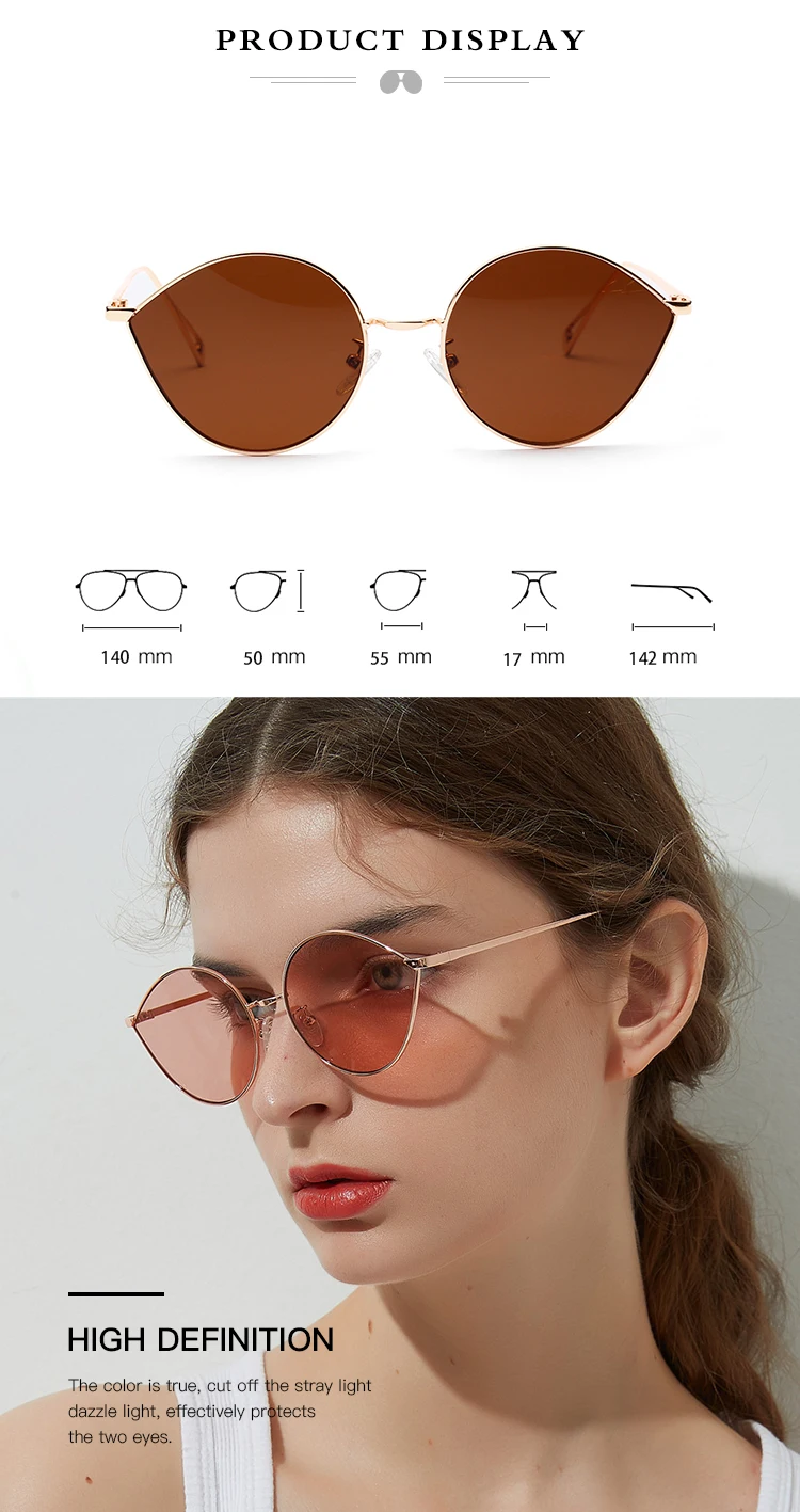 Fashion Custom Sunglasses Logo Cat Eye Retro Sunglasses