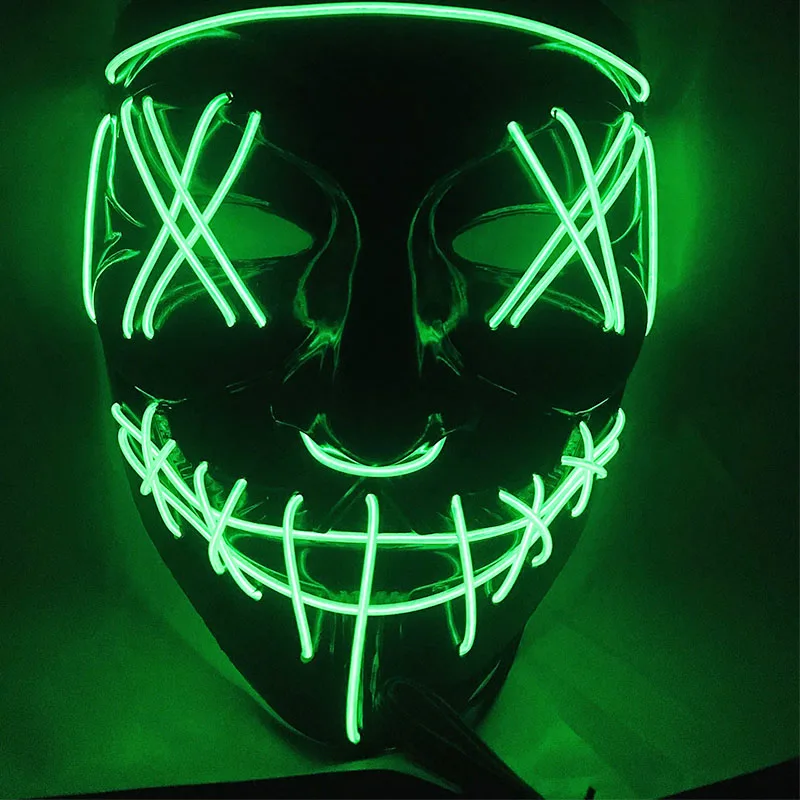 Хэллоуин Led маска для вечеринки маскарадные маски светящаяся маска светится в темноте тушь для ресниц ужас маска светящаяся маска - Цвет: green