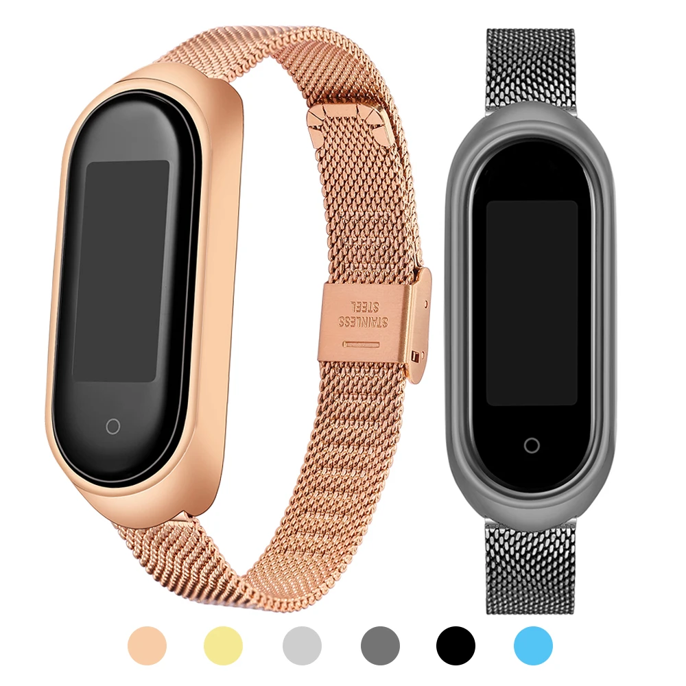 Металлический ремешок Миланская петля для Xiaomi Band 5 браслет из нержавеющей стали