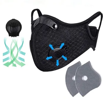 

1pc mask + 2pc filter + 1x valve Dust with One Respirators One Valves And Two filter Cotton Reusable Plates Breathable Face Mask