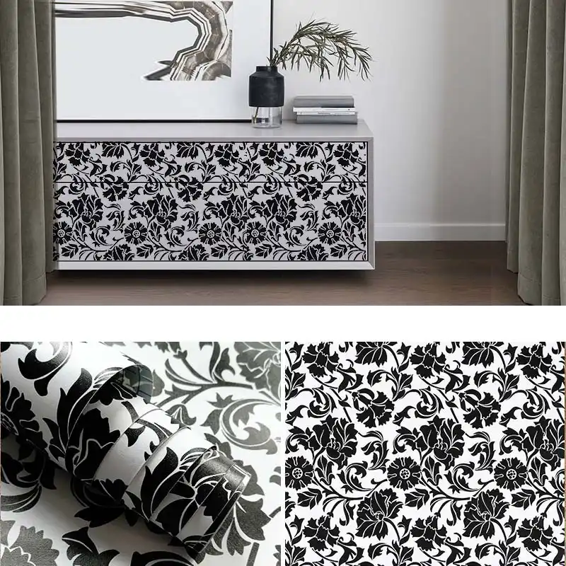 白黒チェック柄の壁紙ステッカー自己粘着pvc壁紙家具カウンタートップステッカーホーム床ドア防水紙 壁紙 Aliexpress