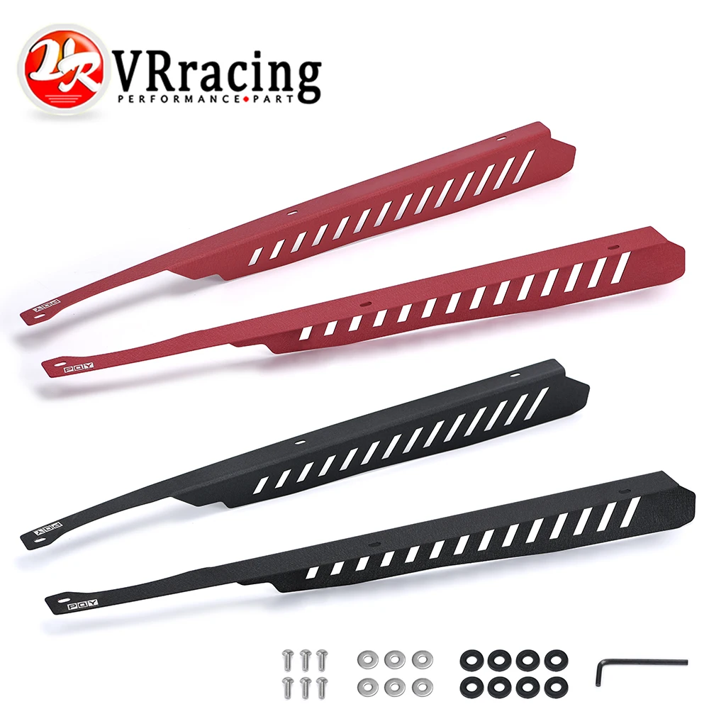 

1 Pair Aluminum Left Right Fender Shrouds Kit Black/Red Panel Plate Engine Bay w/ Hardware For 2008-2014 Subaru WRX & STI CCR05