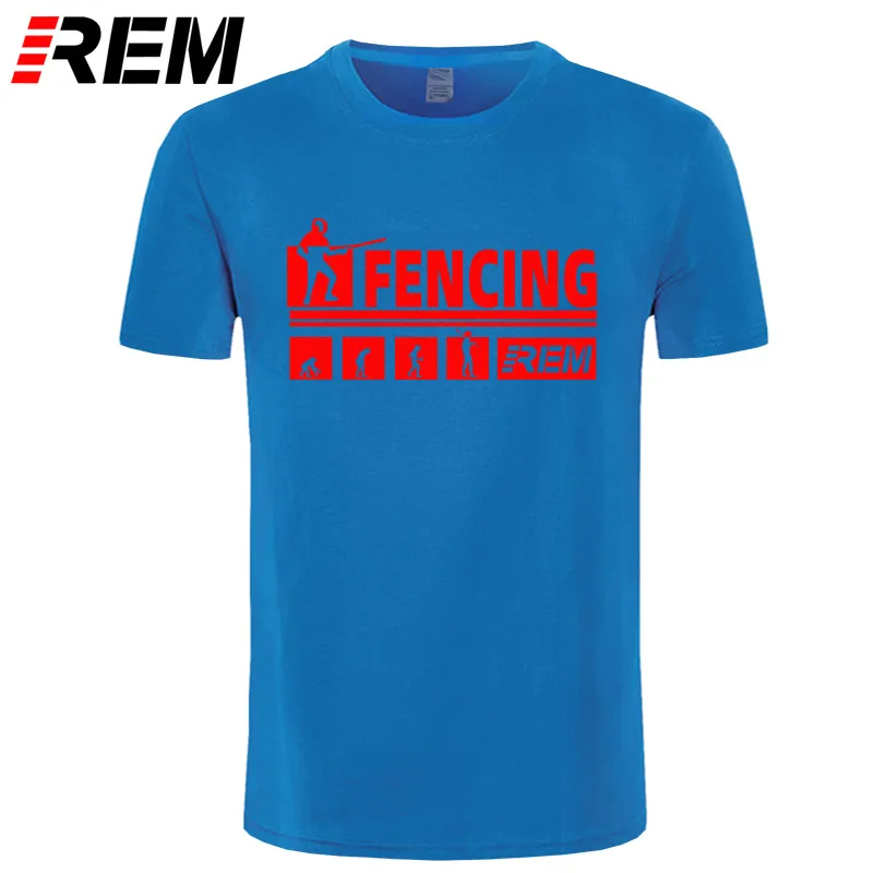 blue red REM, футболка с коротким рукавом, дизайнерская, мужская, новинка, футболка, топы, футболки, повседневная, эволюция, фехтование, модная, уникальная, Классическая, мужская, круглый воротник - Цвет: blue red