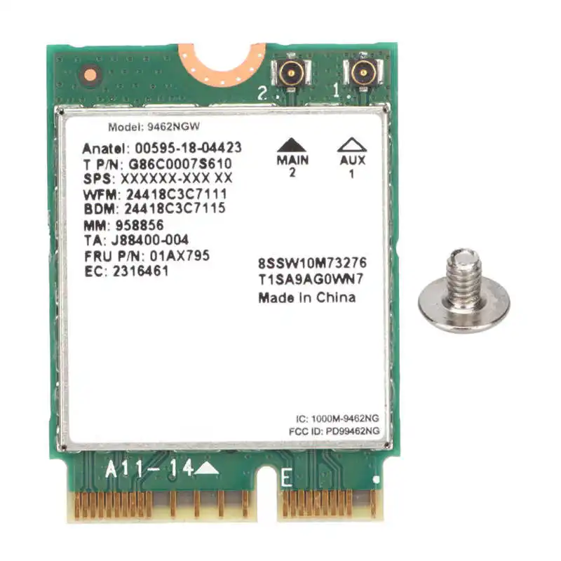 Двухдиапазонная беспроводная Wi-Fi-карта Intel 9462NGW 2 4 ГГц/5 ГГц BT версии 5 0 802.11AGN AC для