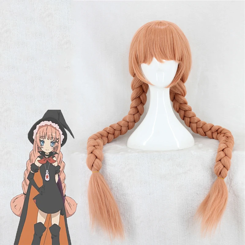 

Magical Girl Raising Project Top Speed Murota Tsubame Cosplay Wig Orange Pink Twist Braid Synthetic Hair Wigs+ Wig Cap