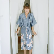 Хаори, кимоно в японском стиле, юката, Ретро стиль, вечерние, кран, Азиатский стиль, одежда для сна, длинное платье для женщин, пижамы