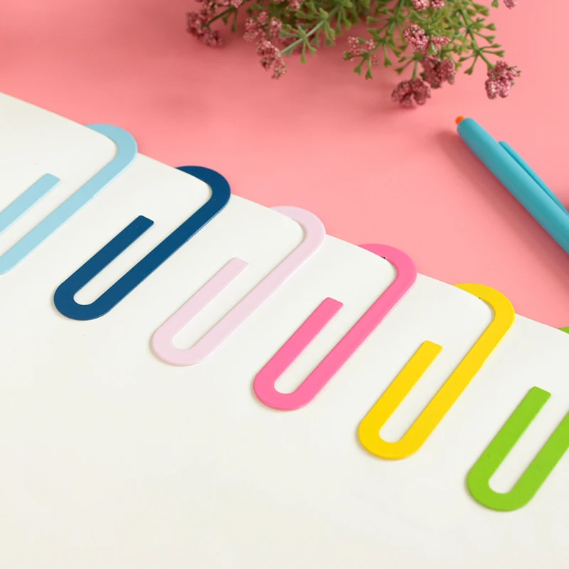 2pcs/pack Large Metal Paper Clips 4 Inch Multicolored Bookmark