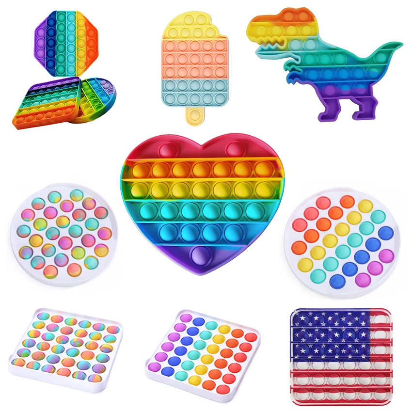 Colorful Push Pops Fidgett Bubble Sensory Squishy Stress Reliever Autism Needs Anti stress Pop It Rainbow Adult Toys For Childr