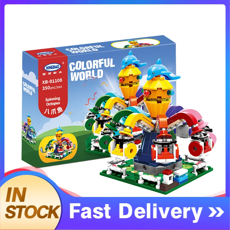 

XingBao Official 01108 Creator Series Colorful World Spinning Octopus Building Blocks 350pcs Bricks Toys For Gift