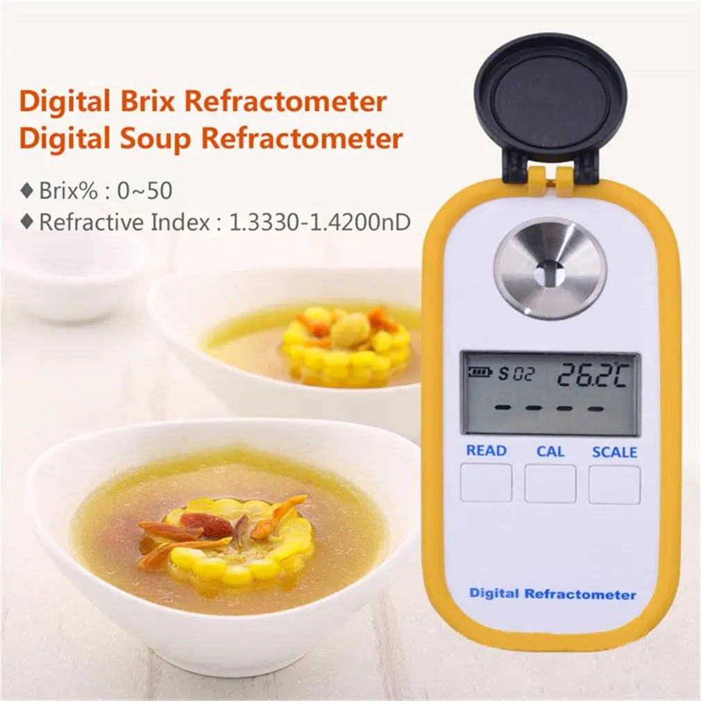 

Digital Display Brix0-50% Sugar Meter Refractometer DR101 Sugar Tester Fruit Sweetness Meter Refractometer Concentration Meter