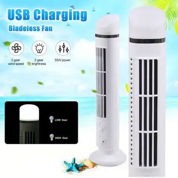 

Mini Desktop Bladeless Fan USB Portable Air Cooler Fan Personal Cooling Fans Handheld Tower Air Conditioner With LED Light