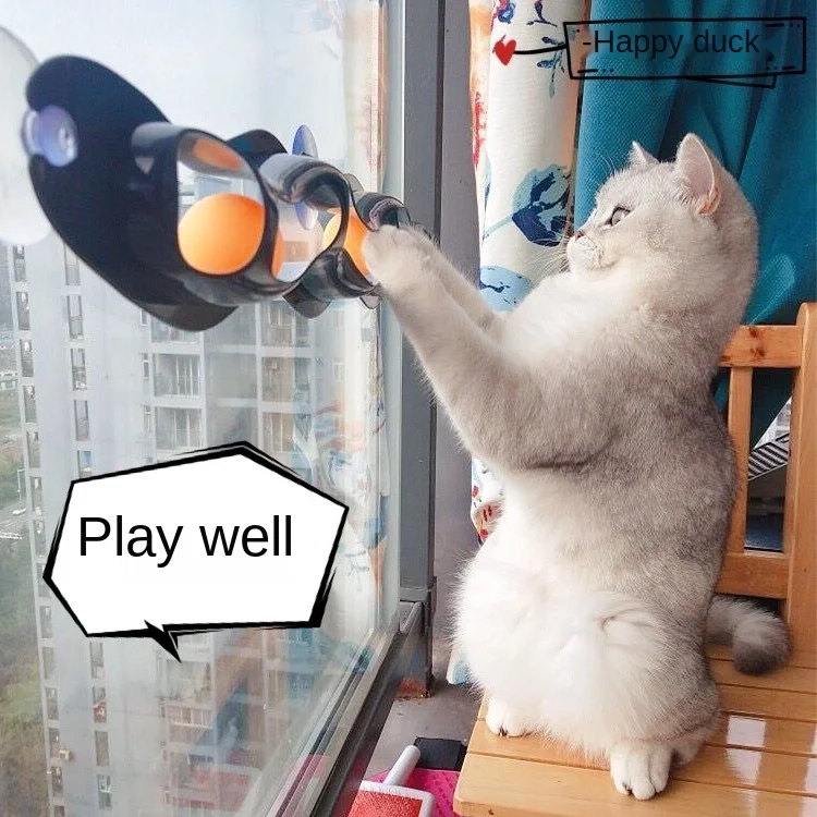 

Cat Sucker Toys Wall Window Sill Toy Funny Cat Cat Toy Window Sill Toy Ball Scratching Board Track Kittens Supplies