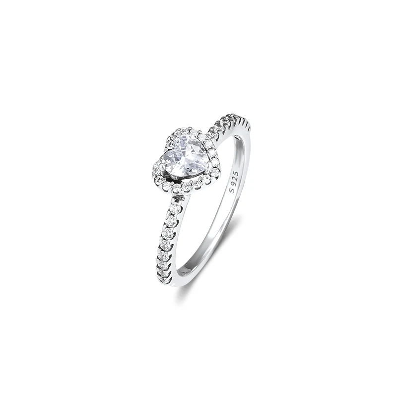 925 пробы серебряные ювелирные изделия Сверкающее сердце кольцо для женщин вечерние Свадебные