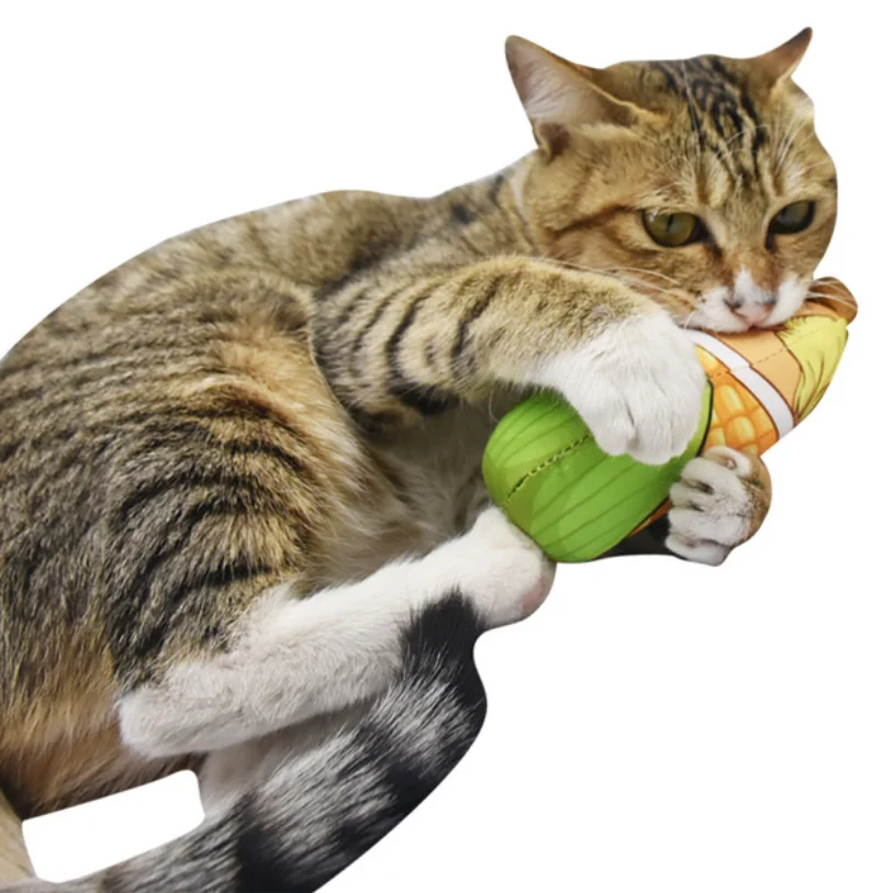 Pet Kitten Stuffed Plush Corn Funny Interactive Teaser Catnip Squeaky Cat Toys 